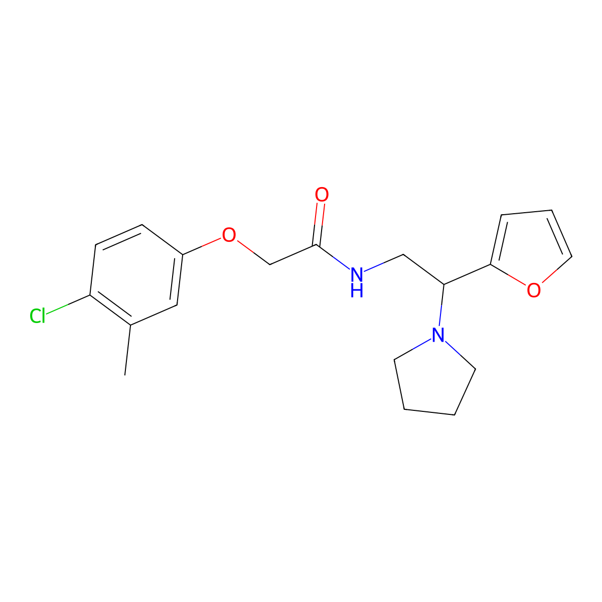 2-(4-chloro-3-methylphenoxy)-N-[2-(furan-2-yl)-2-(pyrrolidin-1-yl)ethyl]acetamide molecular structure, CAS 850369-88-9