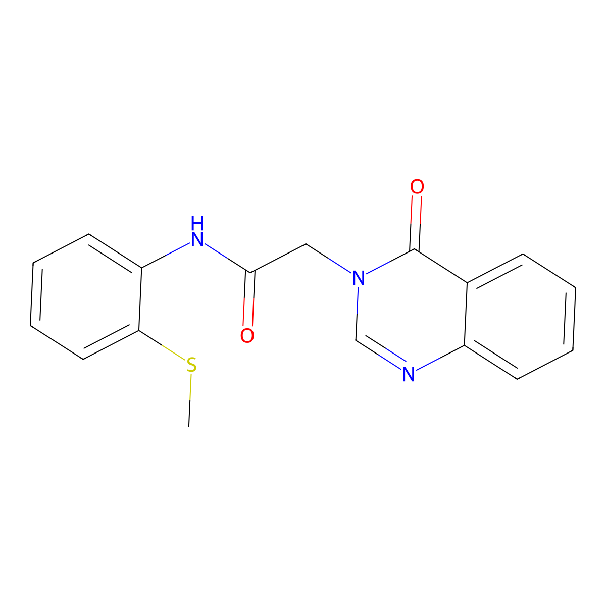 N-(2-methylsulfanylphenyl)-2-(4-oxoquinazolin-3-yl)acetamide molecular structure, CAS 850370-28-4