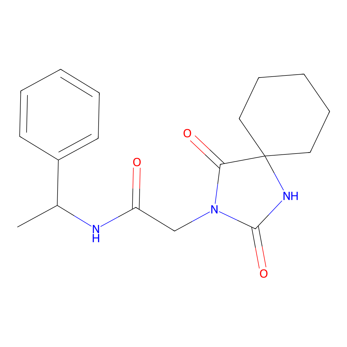 2-(2,4-dioxo-1,3-diazaspiro[4.5]dec-3-yl)-N-(1-phenylethyl)acetamide molecular structure, CAS 850371-14-1