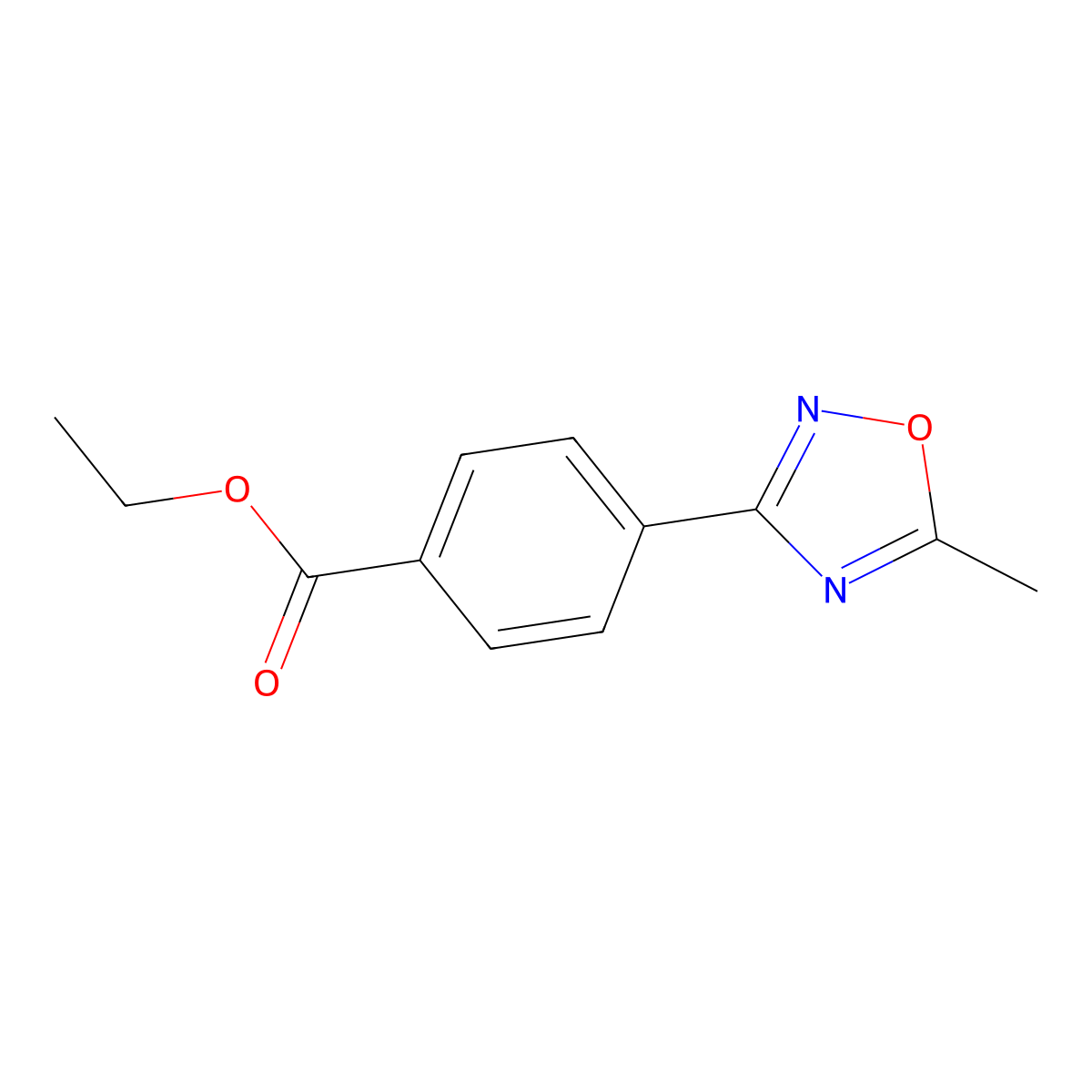 Ethyl 4-(5-methyl-1,2,4-oxadiazol-3-yl)benzoate molecular structure, CAS 850375-01-8