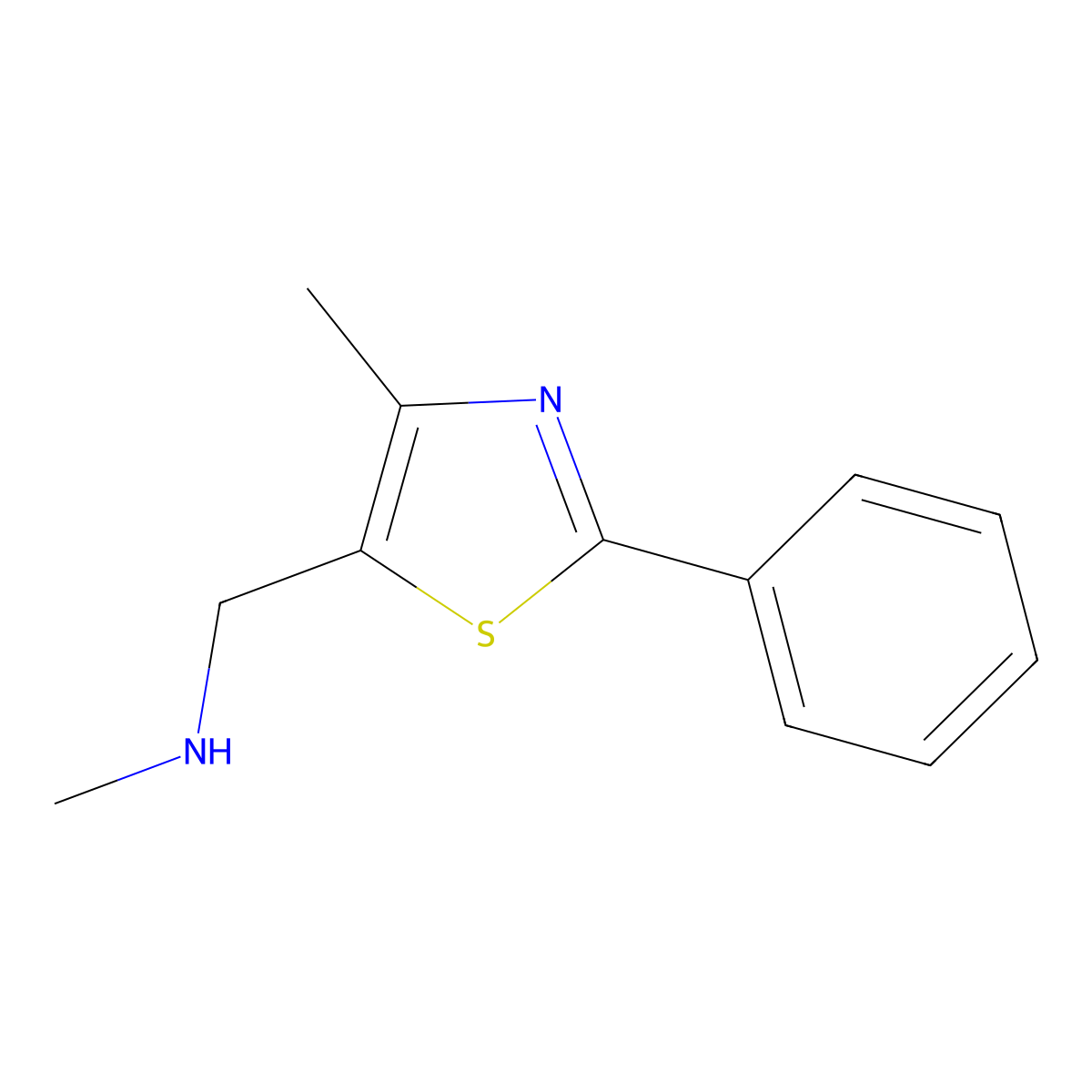 N,4-Dimethyl-2-phenyl-5-thiazolemethanamine molecular structure, CAS 850375-02-9