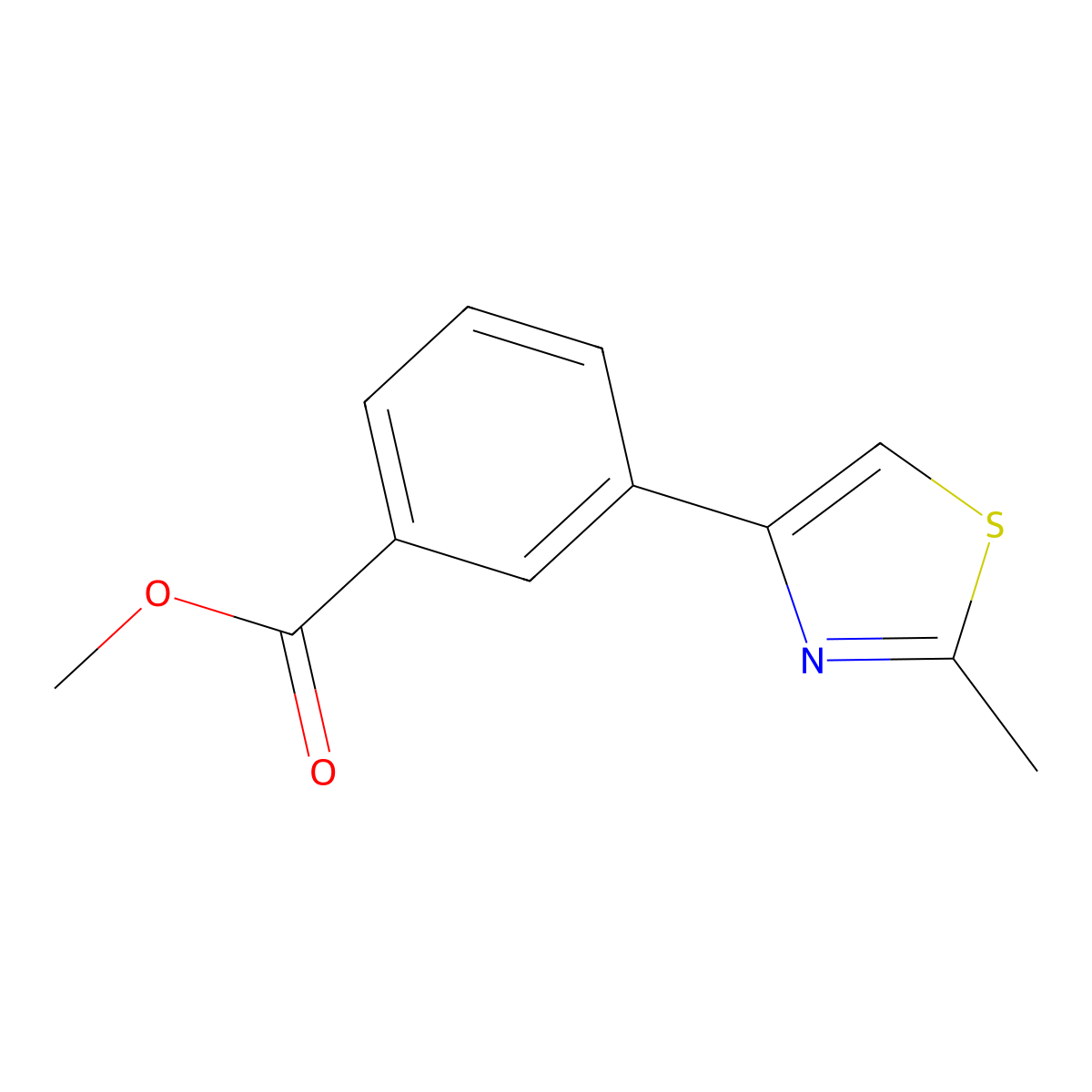 Methyl 3-(2-methyl-1,3-thiazol-4-yl)benzoate molecular structure, CAS 850375-07-4