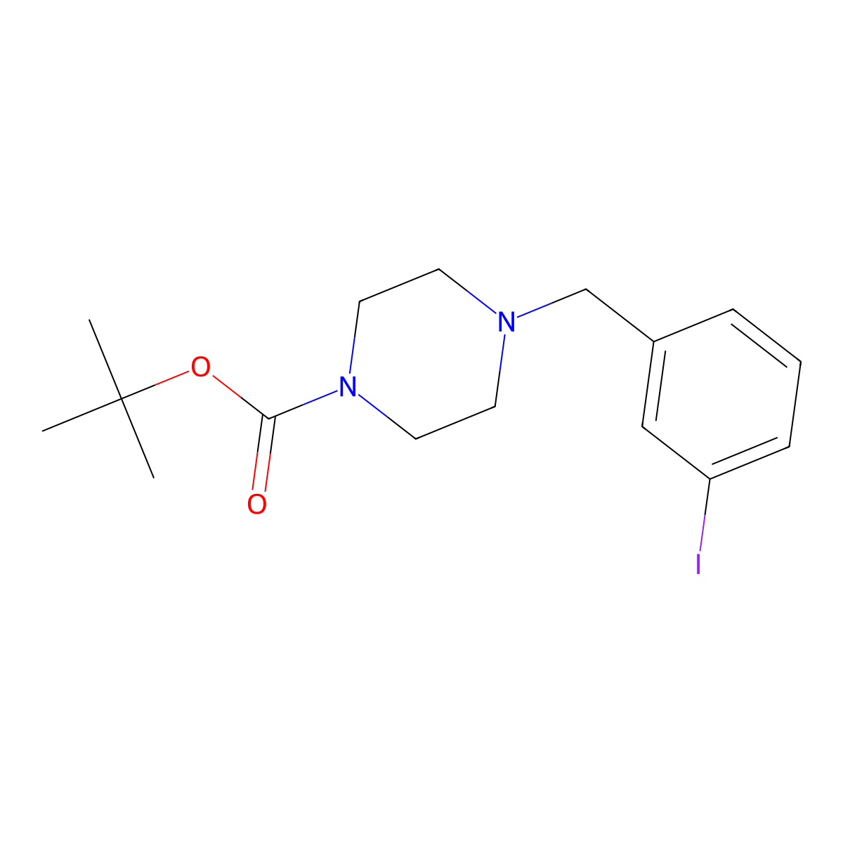 Tert-butyl 4-[(3-iodophenyl)methyl]piperazine-1-carboxylate molecular structure, CAS 850375-09-6