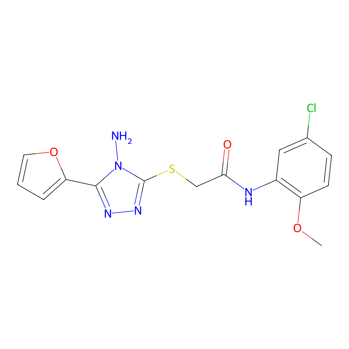 2-{[4-amino-5-(furan-2-yl)-4H-1,2,4-triazol-3-yl]sulfanyl}-N-(5-chloro-2-methoxyphenyl)acetamide molecular structure, CAS 850378-01-7