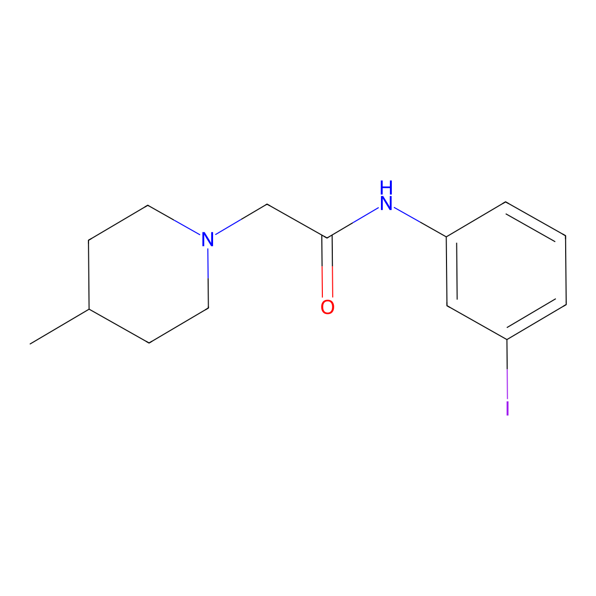 N-(3-iodophenyl)-2-(4-methylpiperidin-1-yl)acetamide molecular structure, CAS 850378-33-5