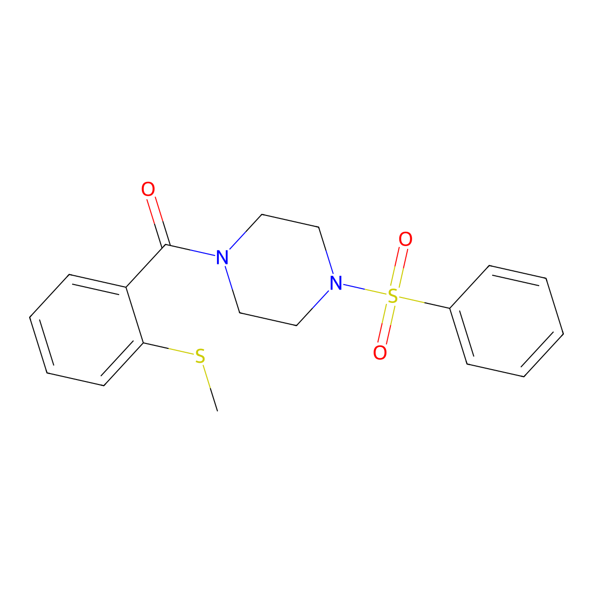 [2-(Methylsulfanyl)phenyl][4-(phenylsulfonyl)piperazin-1-yl]methanone molecular structure, CAS 850379-66-7