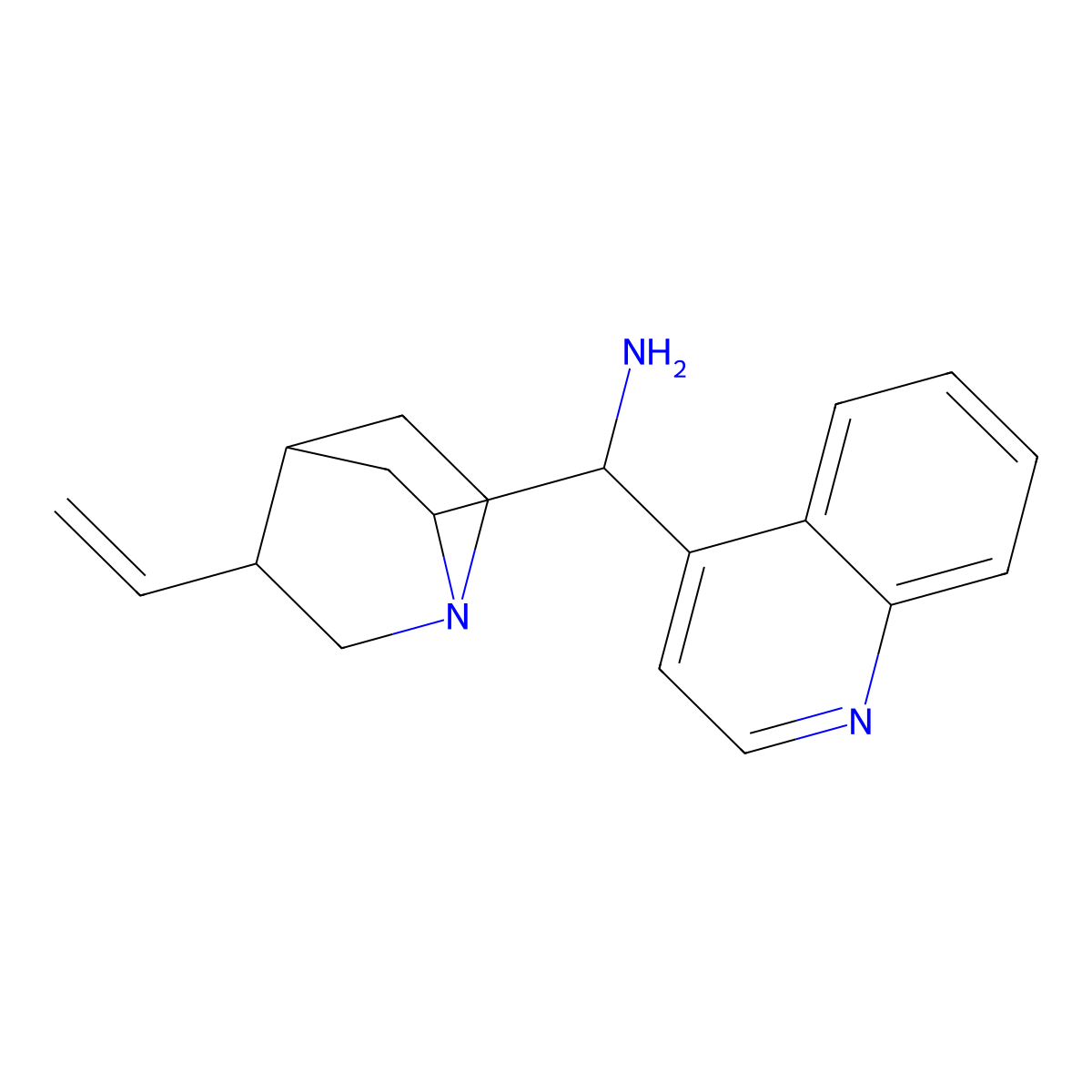 (S)-Quinolin-4-yl((1S,2S,4S,5R)-5-vinylquinuclidin-2-yl)methanamine molecular structure, CAS 850409-61-9