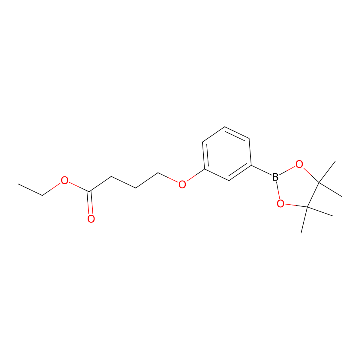 Ethyl 4-(3-(4,4,5,5-tetramethyl-1,3,2-dioxaborolan-2-yl)phenoxy)butanoate molecular structure, CAS 850411-09-5