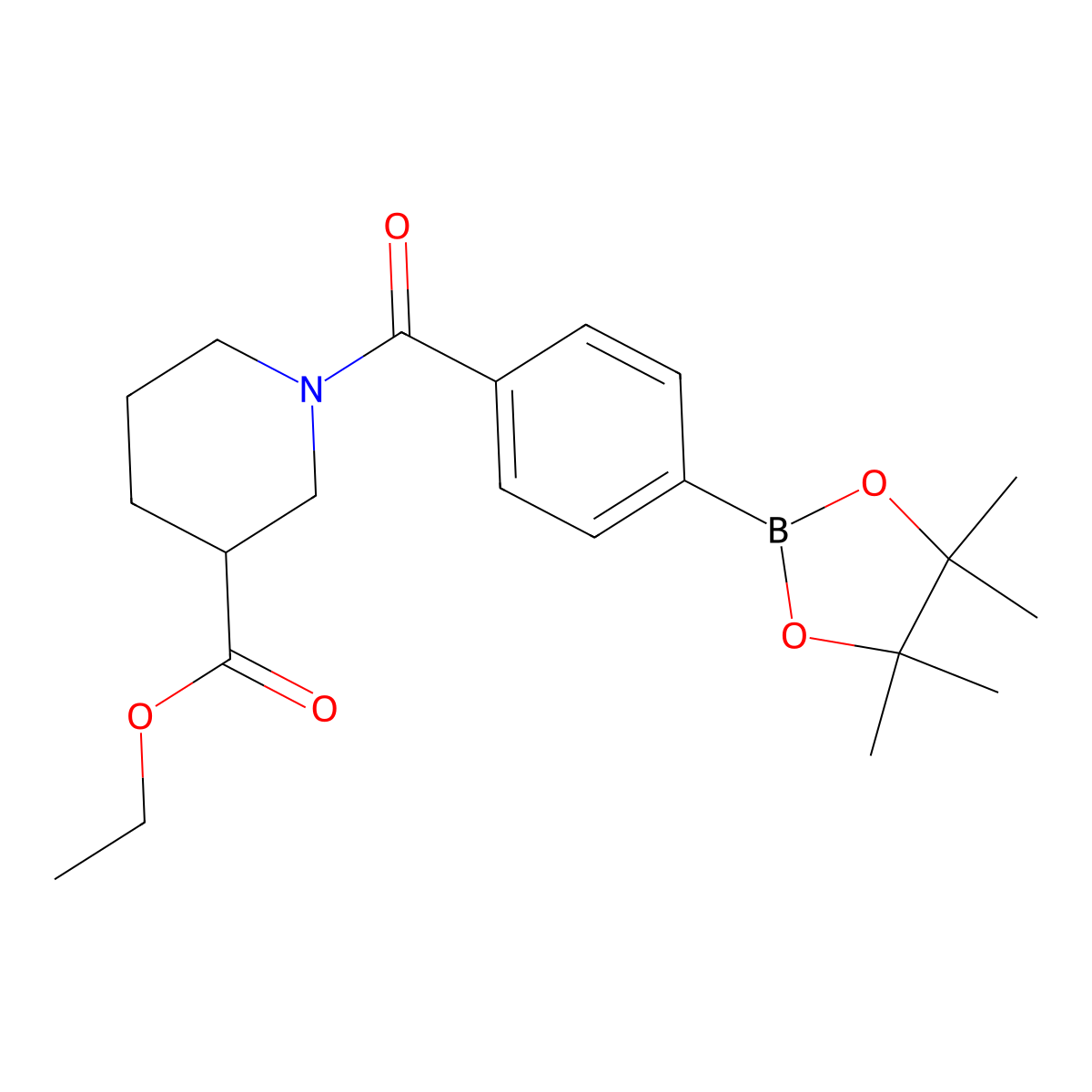 [4-(Ethyl-3'-piperidinecarboxylate-1-carbonyl)phenyl]boronic acid pinacol ester molecular structure, CAS 850411-14-2
