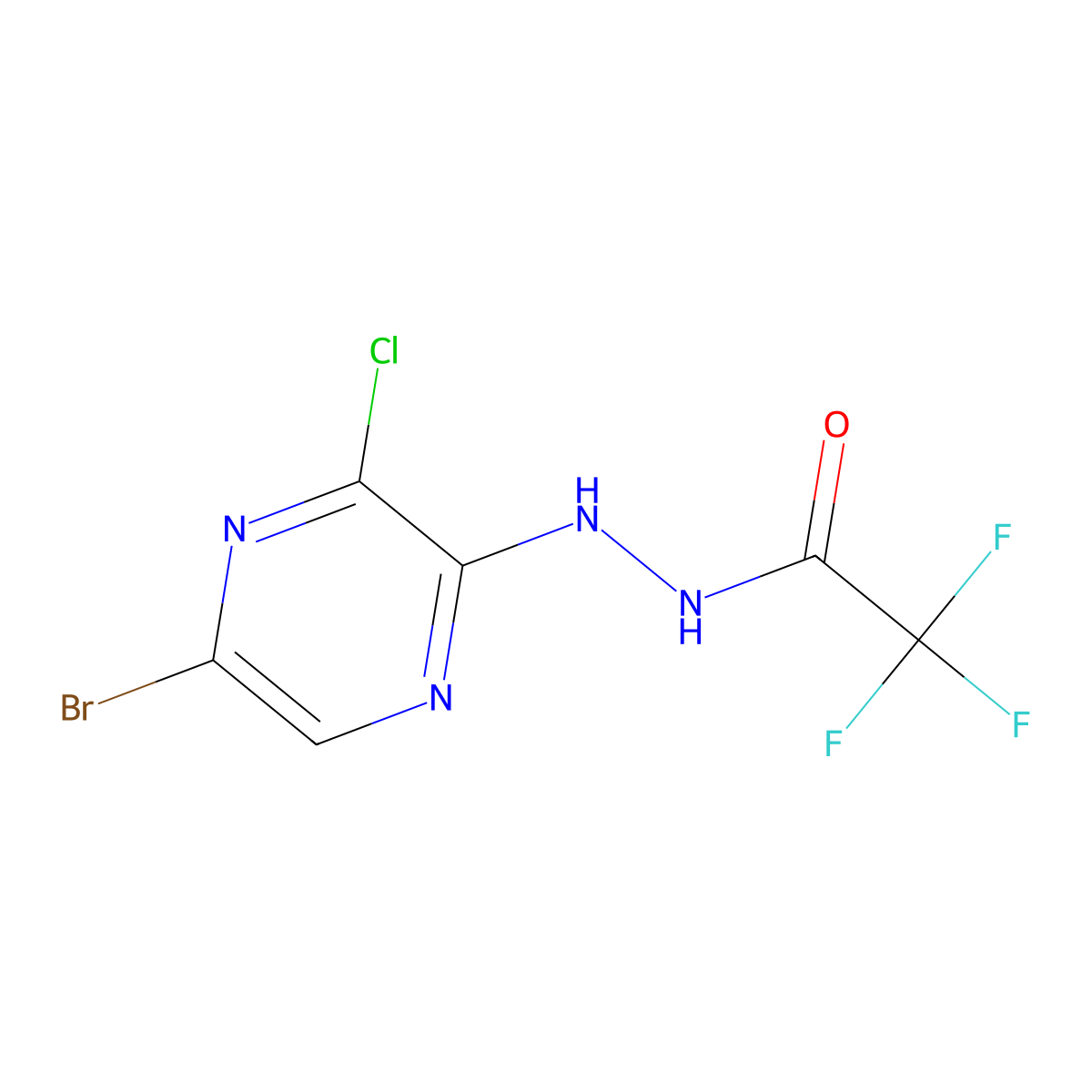 N'-(5-bromo-3-chloro-pyrazin-2-yl)-2,2,2-trifluoro-acetohydrazide molecular structure, CAS 850421-07-7