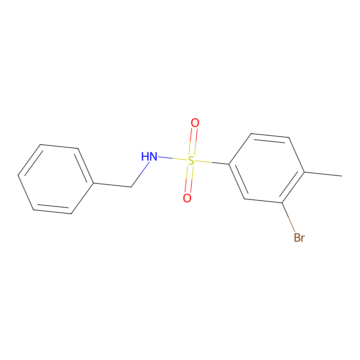 N-benzyl-3-bromo-4-methylbenzenesulfonamide molecular structure, CAS 850429-67-3