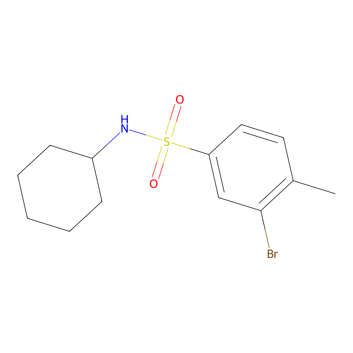 N-Cyclohexyl 3-bromo-4-methylbenzenesulfonamide molecular structure, CAS 850429-69-5