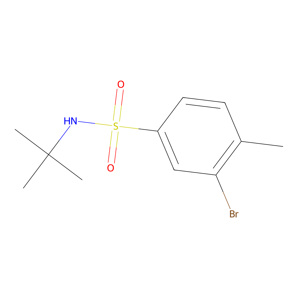 N-T-Butyl 3-bromo-4-methylbenzenesulfonamide molecular structure, CAS 850429-70-8