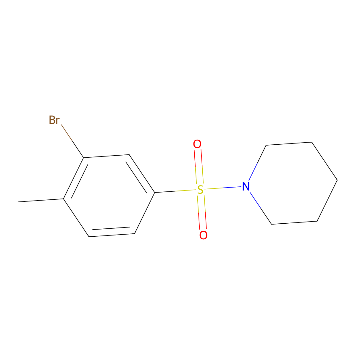 1-(3-Bromo-4-methylphenylsulfonyl)piperidine molecular structure, CAS 850429-73-1