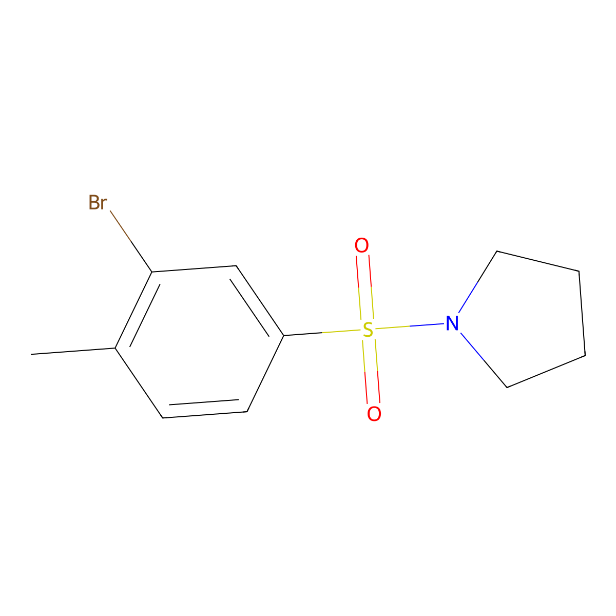 1-(3-Bromo-4-methylphenylsulfonyl)pyrrolidine molecular structure, CAS 850429-75-3