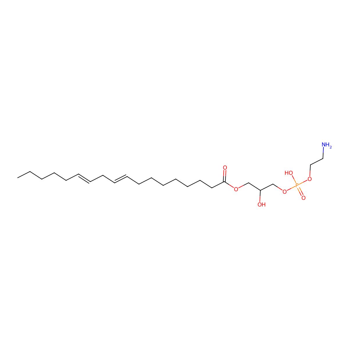 (2R)-3-(((2-Aminoethoxy)hydroxyphosphinyl)oxy)-2-hydroxypropyl (9Z,12Z)-9,12-octadecadienoate molecular structure, CAS 85046-18-0