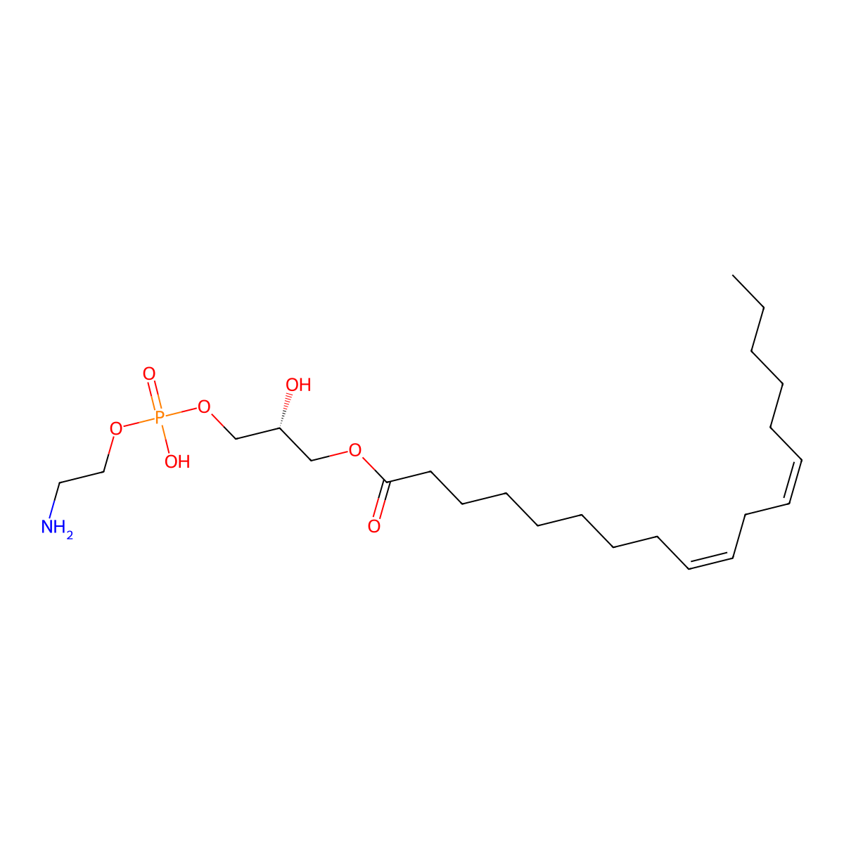 (2R)-3-(((2-Aminoethoxy)hydroxyphosphinyl)oxy)-2-hydroxypropyl (9Z,12Z)-9,12-octadecadienoate molecular structure, CAS 85046-18-0