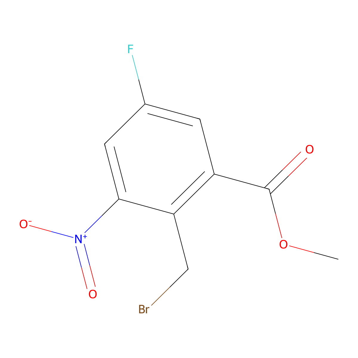 Methyl 2-(bromomethyl)-5-fluoro-3-nitrobenzoate molecular structure, CAS 850462-65-6