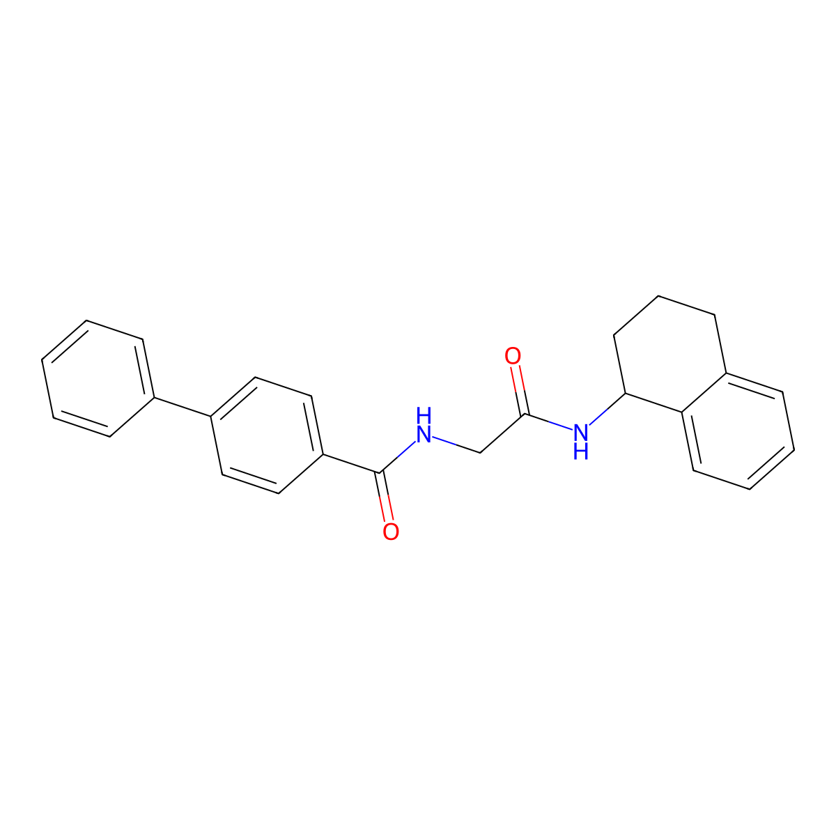 N-(2-Oxo-2-((1,2,3,4-tetrahydronaphthalen-1-yl)amino)ethyl)-[1,1'-biphenyl]-4-carboxamide molecular structure, CAS 850467-66-2