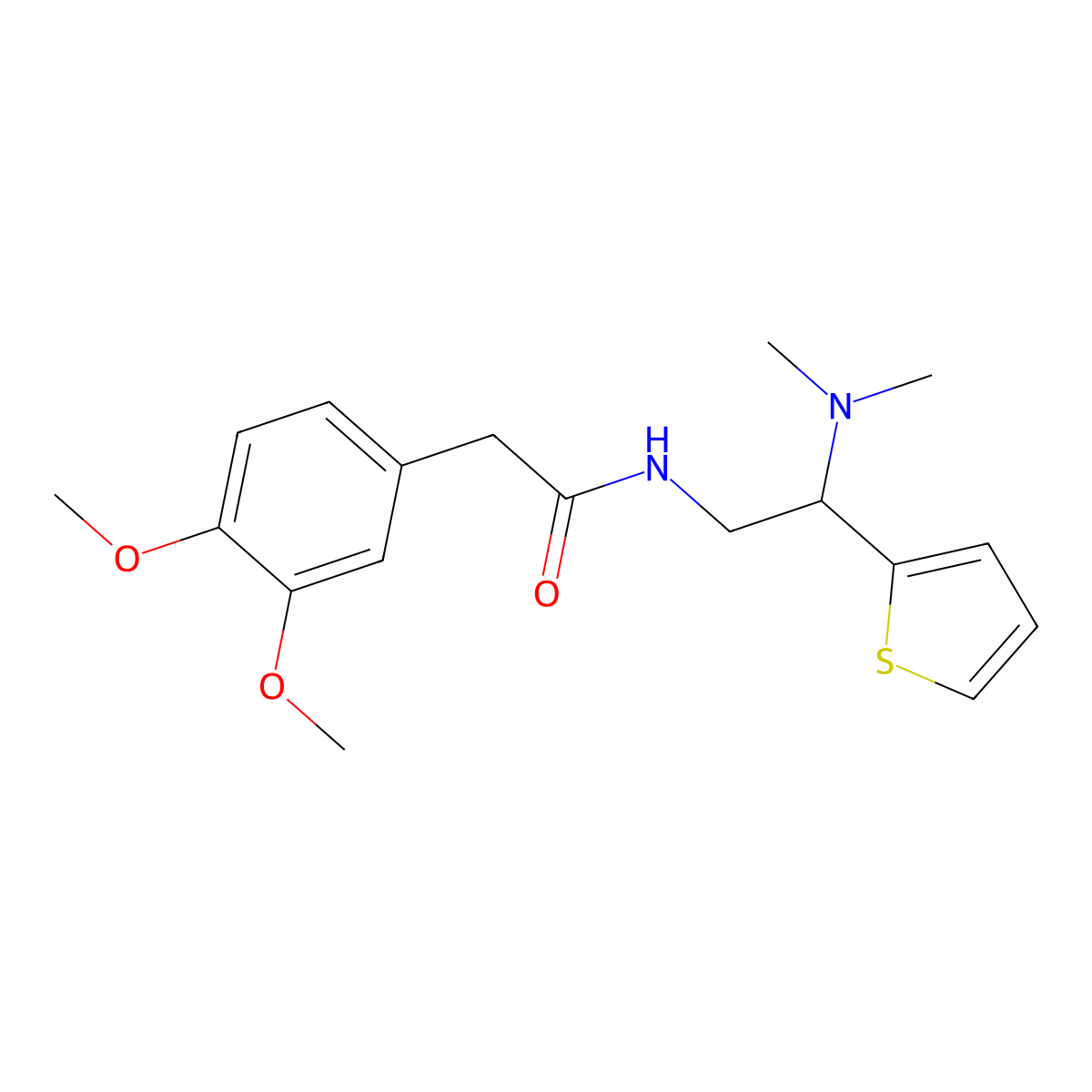 2-(3,4-dimethoxyphenyl)-N-(2-(dimethylamino)-2-(thiophen-2-yl)ethyl)acetamide molecular structure, CAS 850471-87-3