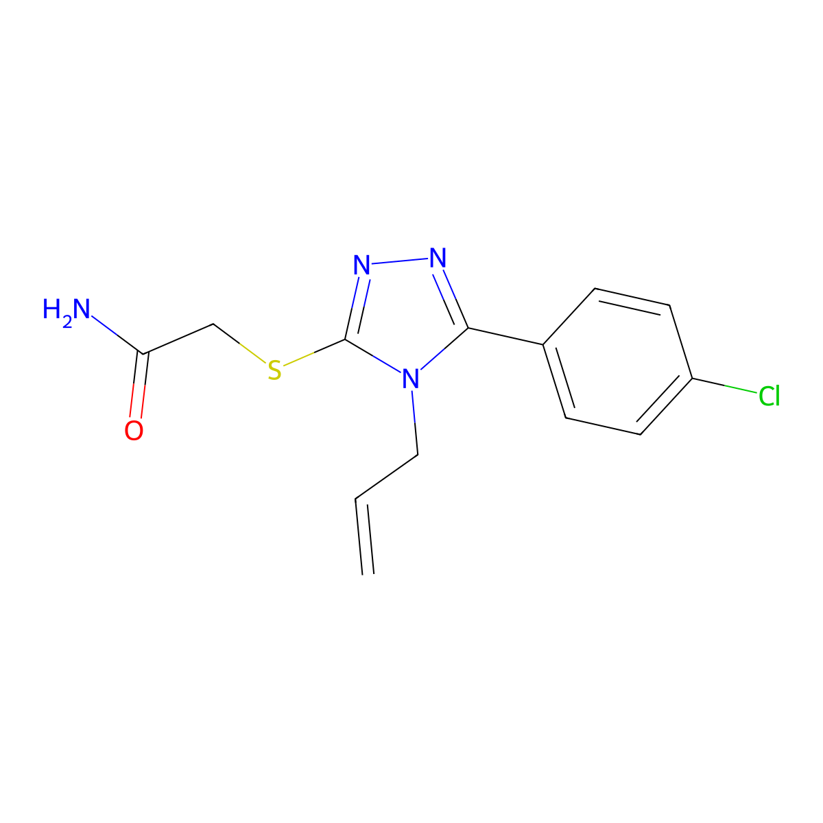 2-{[5-(4-chlorophenyl)-4-(prop-2-en-1-yl)-4H-1,2,4-triazol-3-yl]sulfanyl}acetamide molecular structure, CAS 850476-27-6
