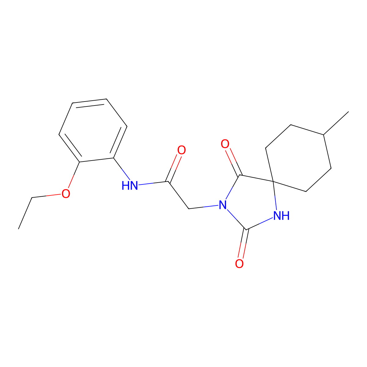 N-(2-ethoxyphenyl)-2-{8-methyl-2,4-dioxo-1,3-diazaspiro[4.5]decan-3-yl}acetamide molecular structure, CAS 850477-35-9