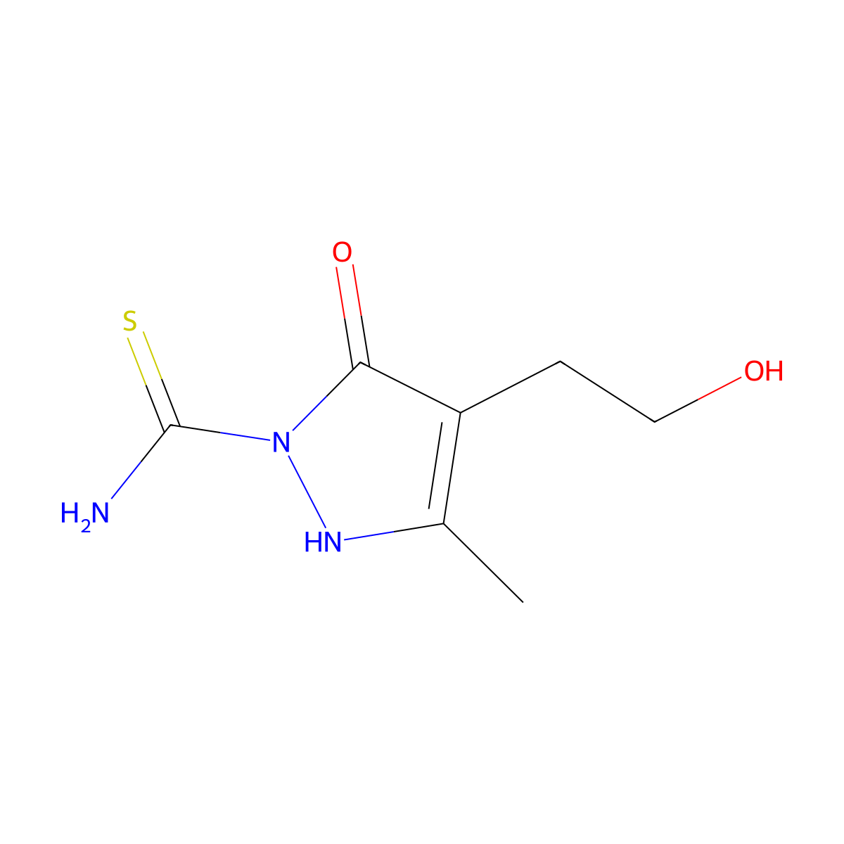 4-(2-hydroxyethyl)-3-methyl-5-oxo-2,5-dihydro-1H-pyrazole-1-carbothioamide molecular structure, CAS 850497-29-9