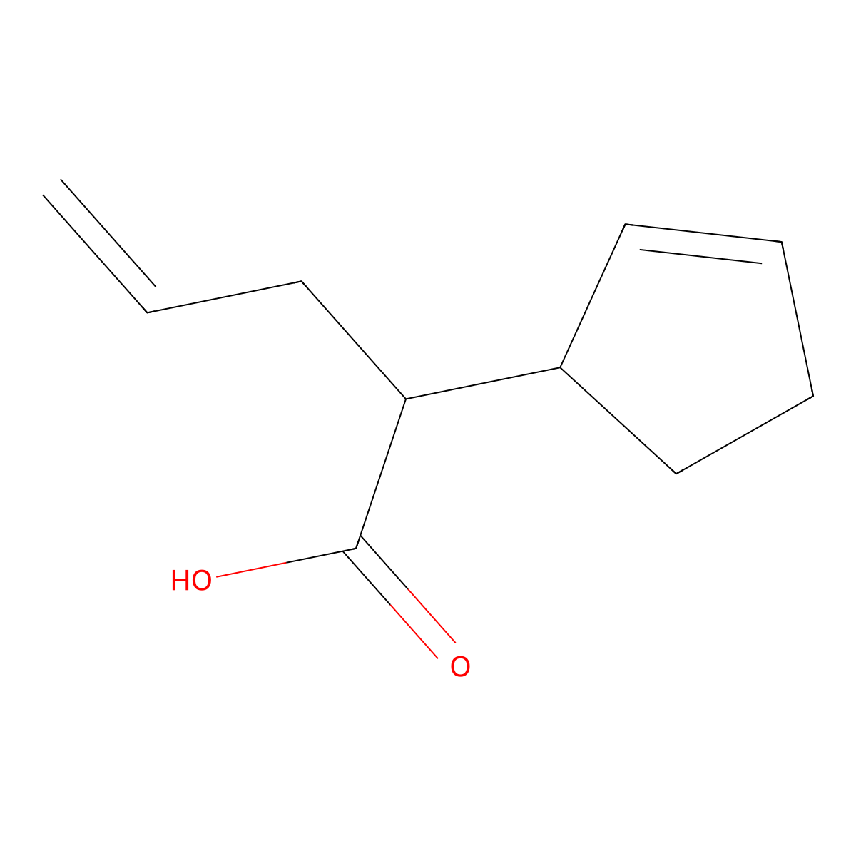 alpha-Allylcyclopent-2-ene-1-acetic acid molecular structure, CAS 85050-11-9