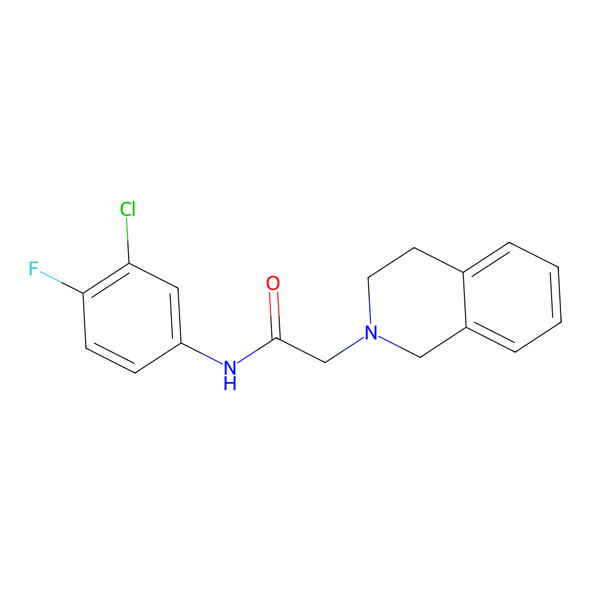 N-(3-chloro-4-fluorophenyl)-2-(3,4-dihydroisoquinolin-2(1H)-yl)acetamide molecular structure, CAS 850539-86-5