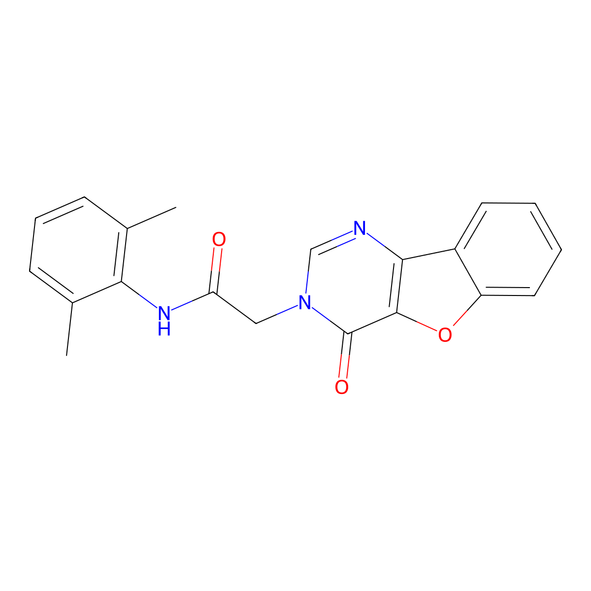 N-(2,6-dimethylphenyl)-2-(4-oxo-[1]benzofuro[3,2-d]pyrimidin-3-yl)acetamide molecular structure, CAS 850540-23-7