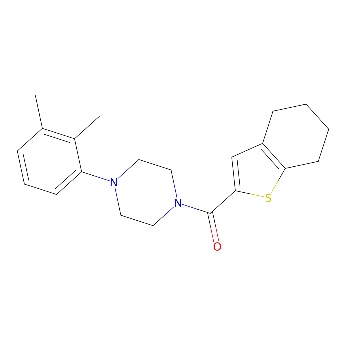 1-(2,3-Dimethylphenyl)-4-(4,5,6,7-tetrahydro-1-benzothiophene-2-carbonyl)piperazine molecular structure, CAS 850542-36-8