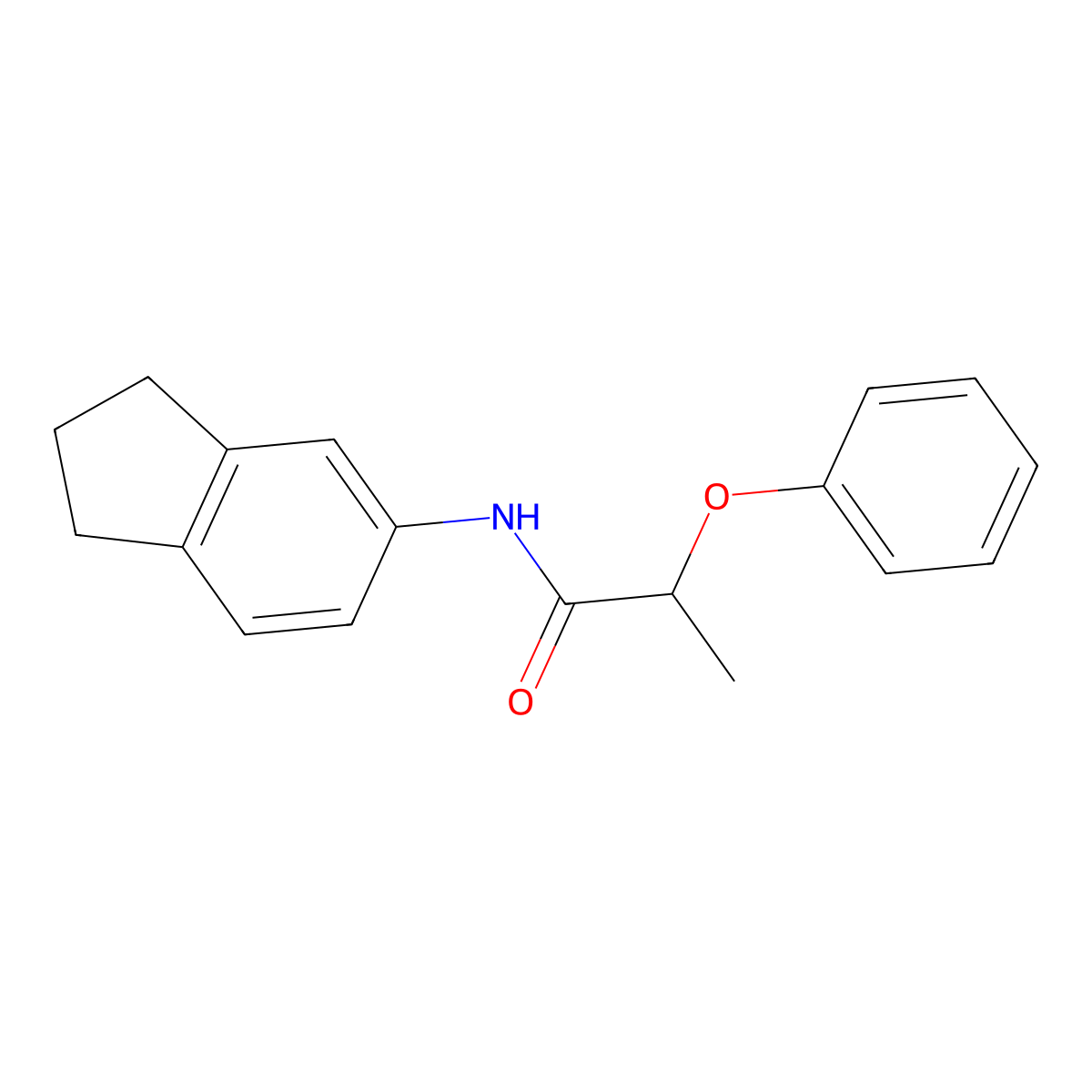 N-(2,3-dihydro-1H-inden-5-yl)-2-phenoxypropanamide molecular structure, CAS 850549-45-0