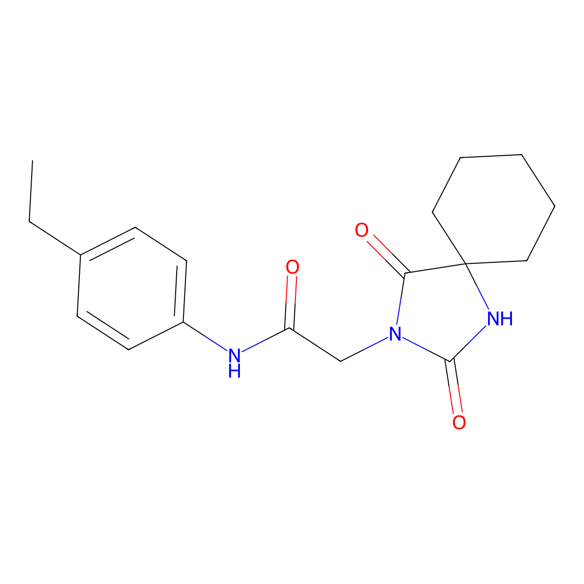2-(2,4-dioxo-1,3-diazaspiro[4.5]dec-3-yl)-N-(4-ethylphenyl)acetamide molecular structure, CAS 850551-50-7