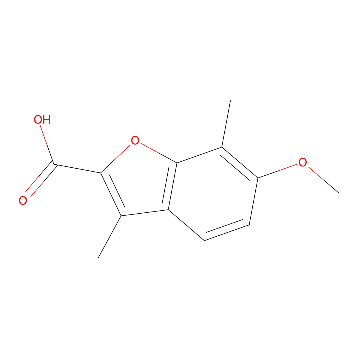 6-Methoxy-3,7-dimethyl-1-benzofuran-2-carboxylic acid molecular structure, CAS 850554-09-5