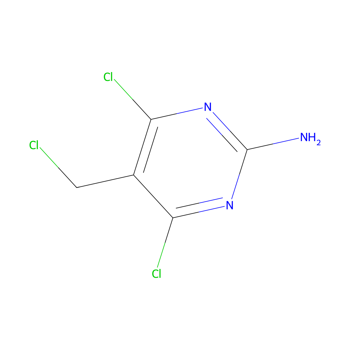 4,6-Dichloro-5-(chloromethyl)pyrimidin-2-amine molecular structure, CAS 850554-82-4