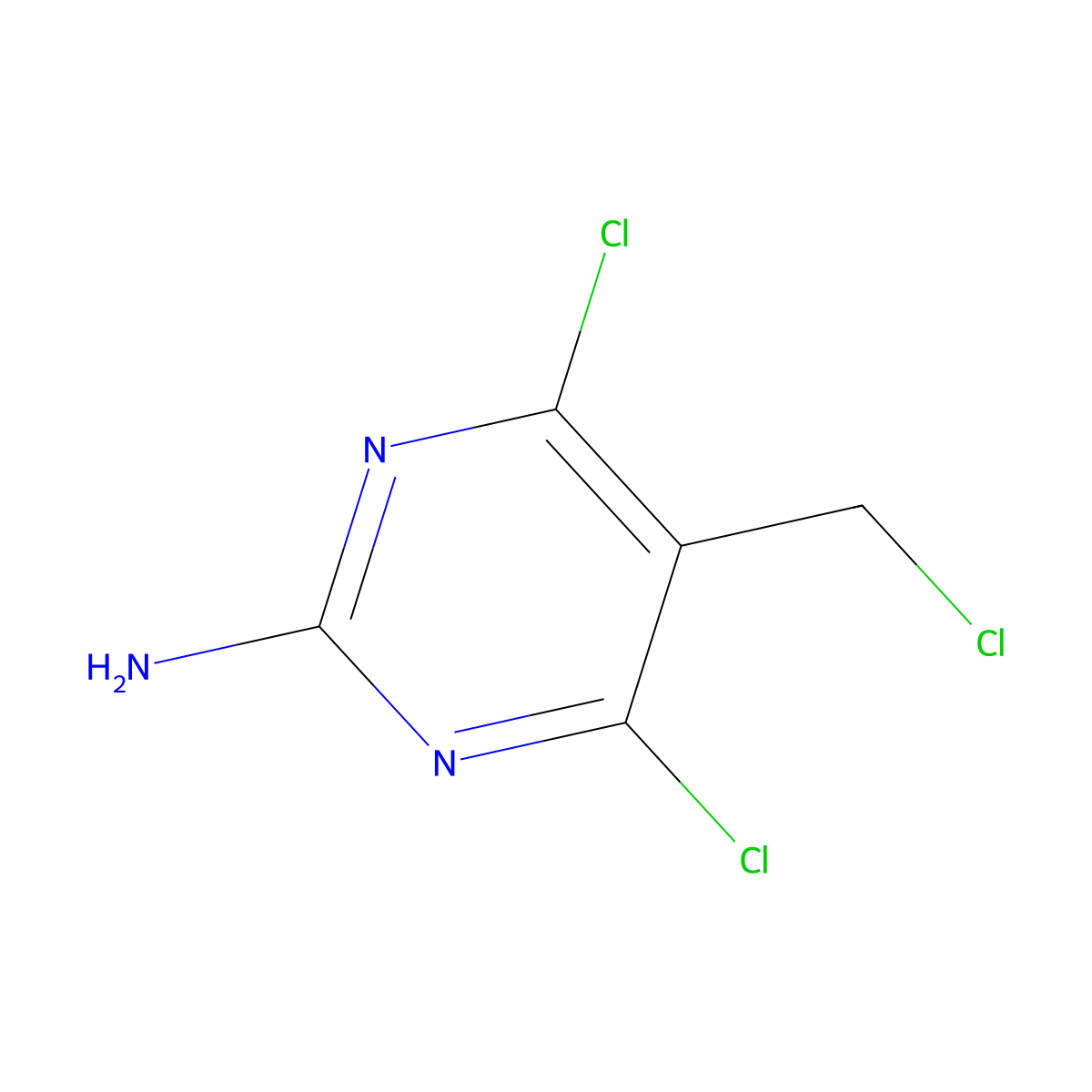 4,6-Dichloro-5-(chloromethyl)pyrimidin-2-amine molecular structure, CAS 850554-82-4