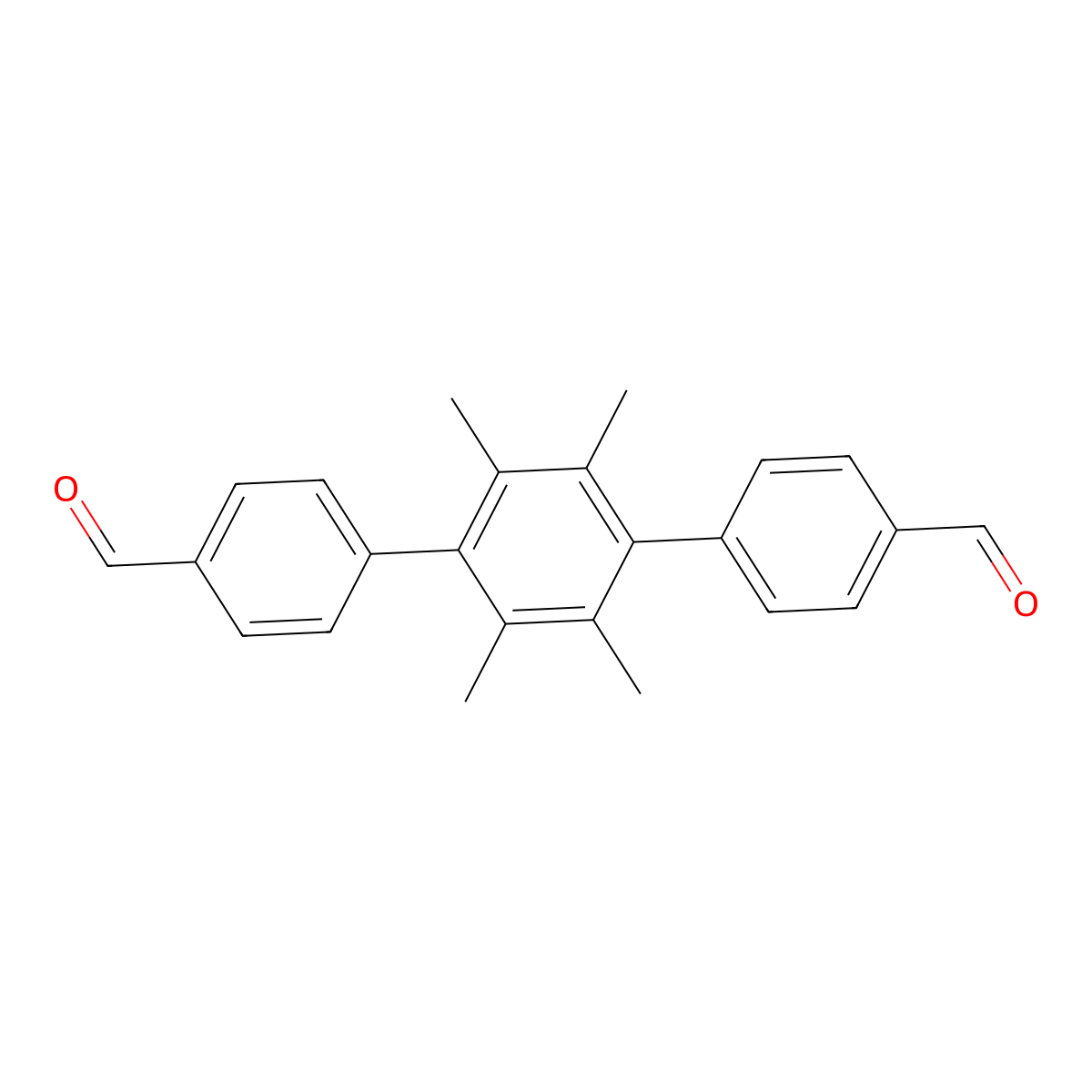 2',3',5',6'-Tetramethyl-[1,1':4',1''-terphenyl]-4,4''-dicarbaldehyde molecular structure, CAS 850559-54-5
