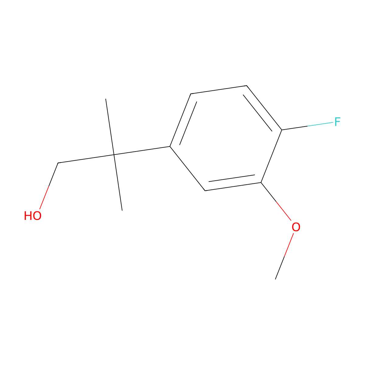 2-(4-Fluoro-3-methoxyphenyl)-2-methylpropan-1-ol molecular structure, CAS 850565-40-1