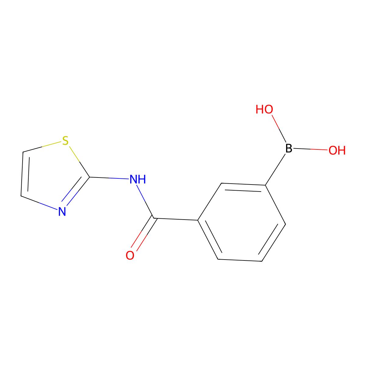 (3-(Thiazol-2-ylcarbamoyl)phenyl)boronic acid molecular structure, CAS 850567-34-9