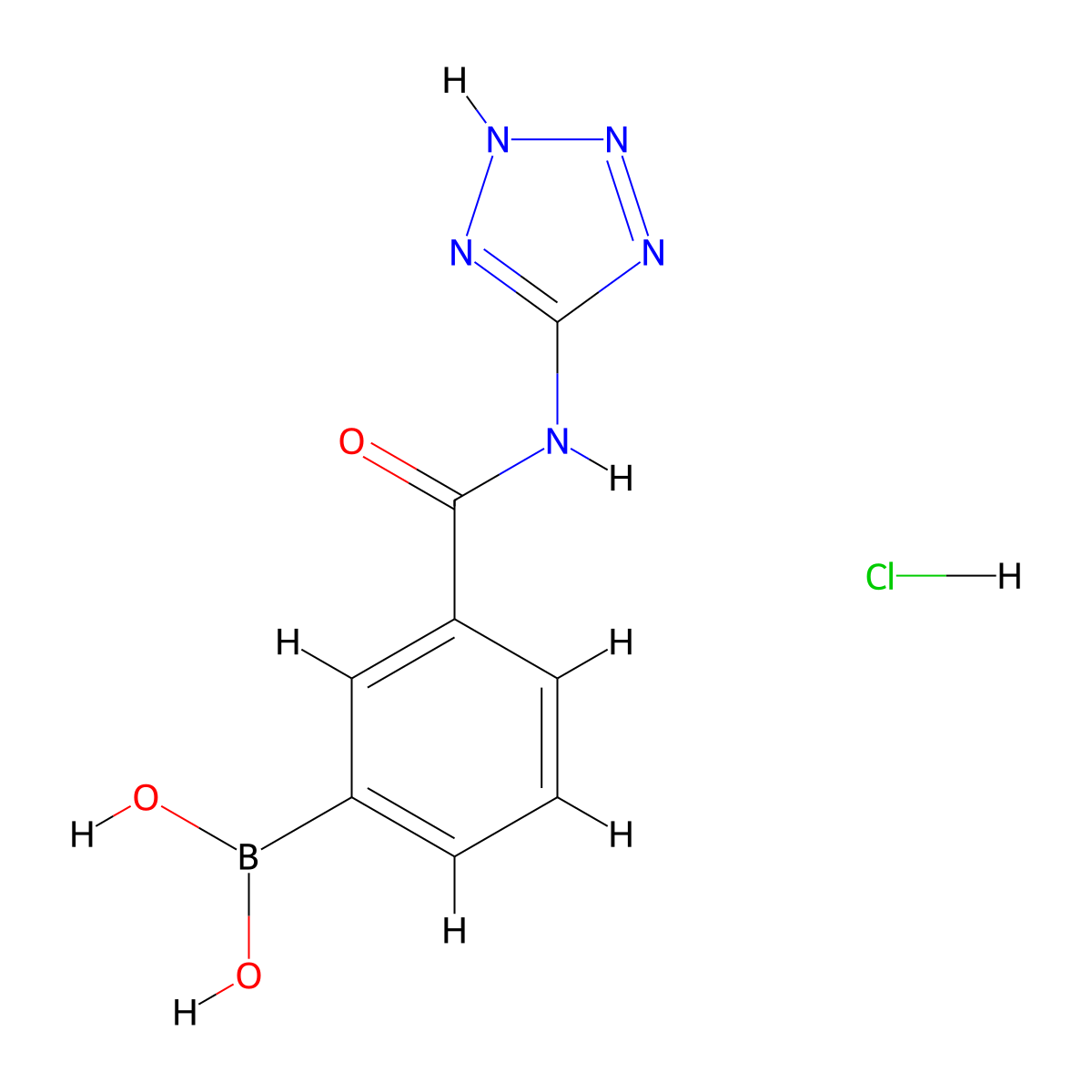 (3-((1H-tetrazol-5-yl)carbamoyl)phenyl)boronic acid hydrochloride molecular structure, CAS 850567-38-3