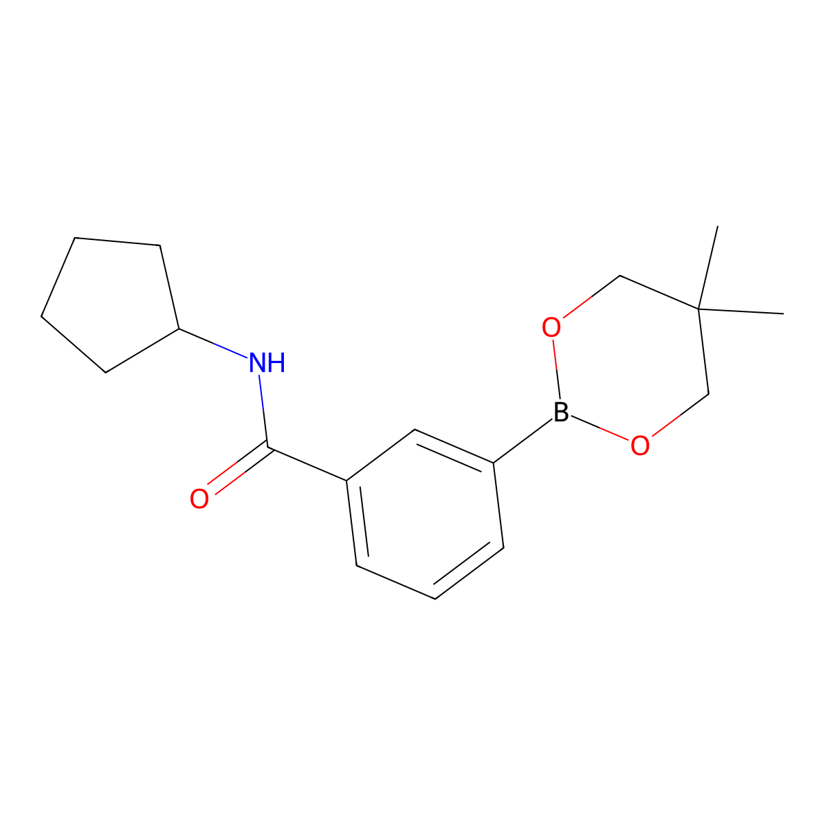 N-cyclopentyl-3-(5,5-dimethyl-1,3,2-dioxaborinan-2-yl)benzamide molecular structure, CAS 850567-45-2