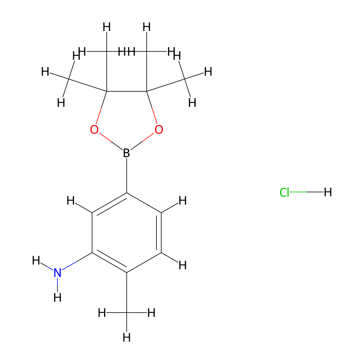 2-Methyl-5-(4,4,5,5-tetramethyl-1,3,2-dioxaborolan-2-yl)aniline hydrochloride molecular structure, CAS 850567-52-1