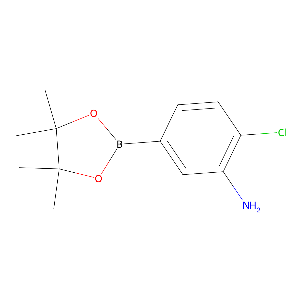 2-Chloro-5-(4,4,5,5-tetramethyl-1,3,2-dioxaborolan-2-yl)aniline molecular structure, CAS 850567-56-5