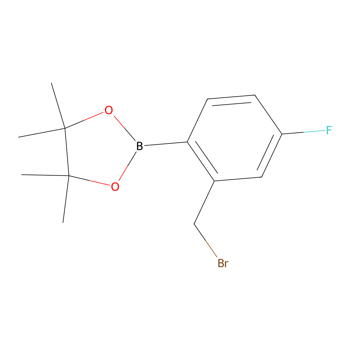 2-(2-(Bromomethyl)-4-fluorophenyl)-4,4,5,5-tetramethyl-1,3,2-dioxaborolane molecular structure, CAS 850567-57-6
