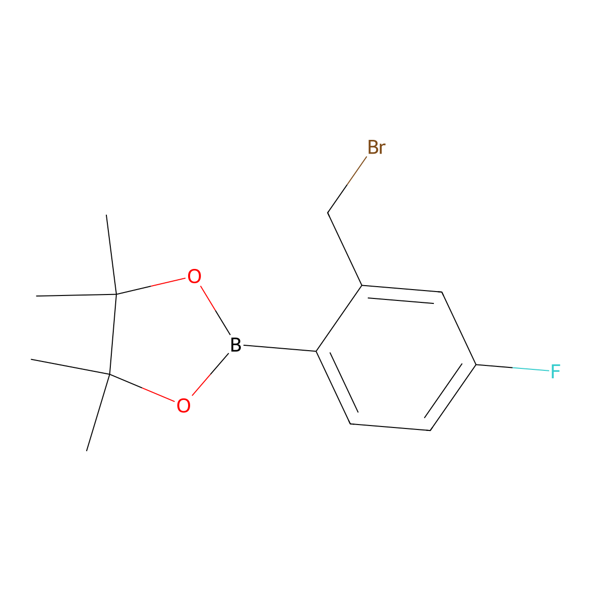 2-(2-(Bromomethyl)-4-fluorophenyl)-4,4,5,5-tetramethyl-1,3,2-dioxaborolane molecular structure, CAS 850567-57-6