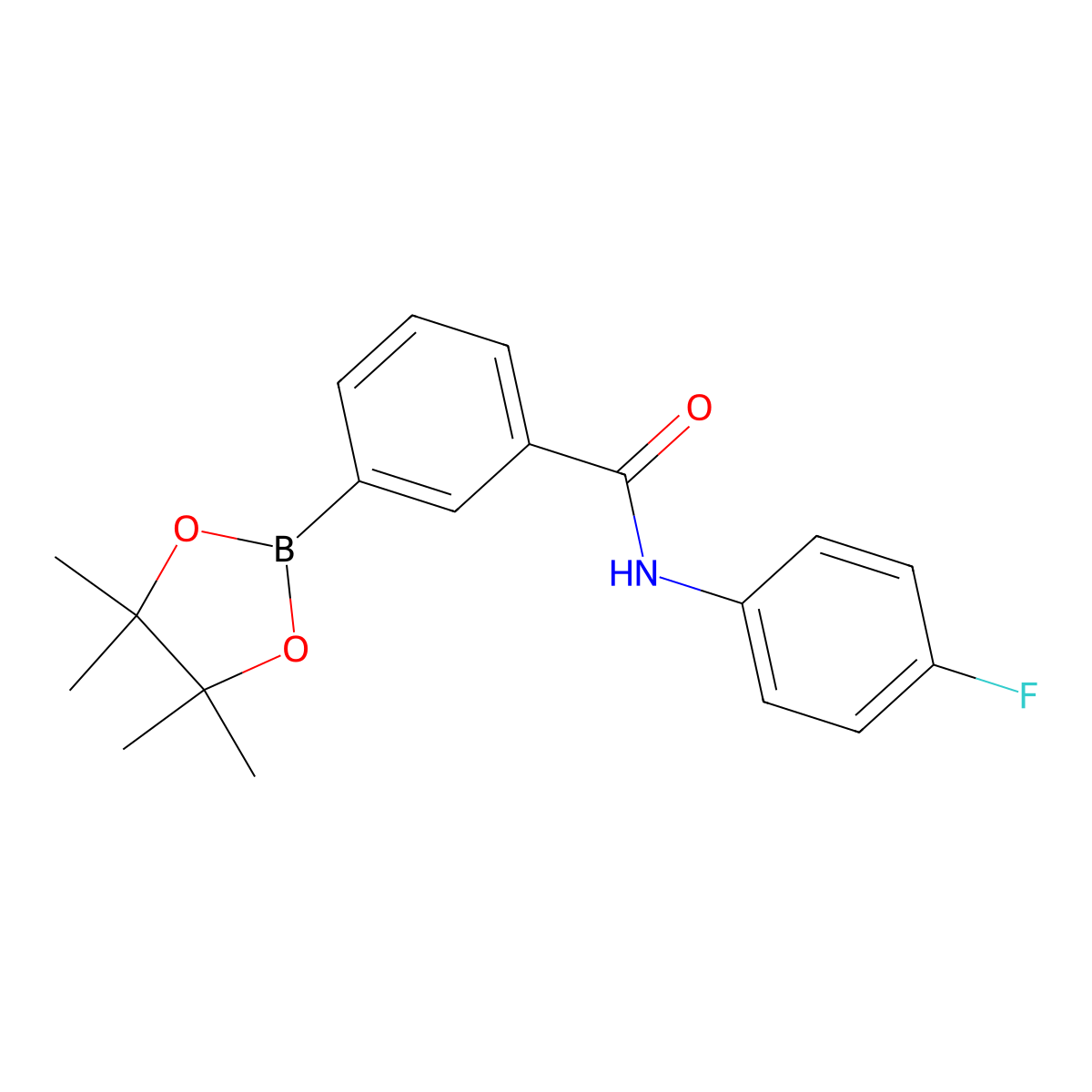 N-(4-fluorophenyl)-3-(4,4,5,5-tetramethyl-1,3,2-dioxaborolan-2-yl)benzamide molecular structure, CAS 850567-58-7
