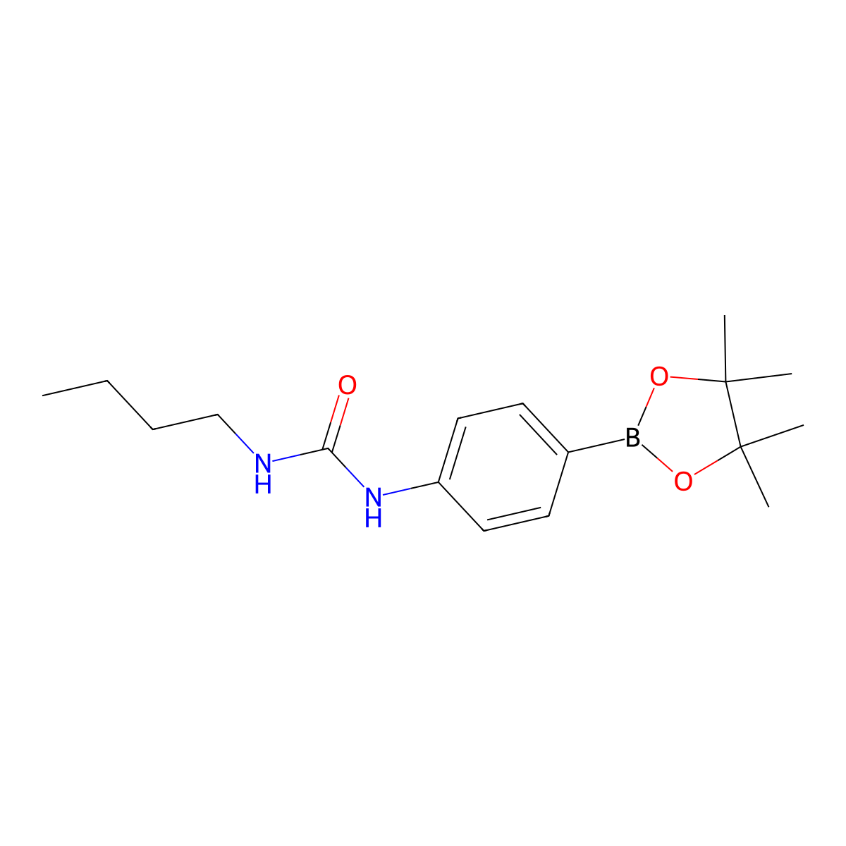 1-Butyl-3-(4-(4,4,5,5-tetramethyl-1,3,2-dioxaborolan-2-yl)phenyl)urea molecular structure, CAS 850567-59-8