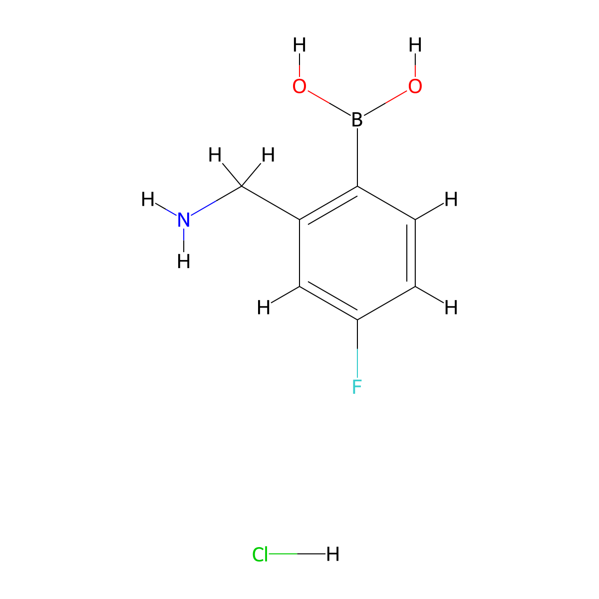 Boronic acid, B-(2-(aminomethyl)-4-fluorophenyl)-, hydrochloride (1:1) molecular structure, CAS 850568-02-4