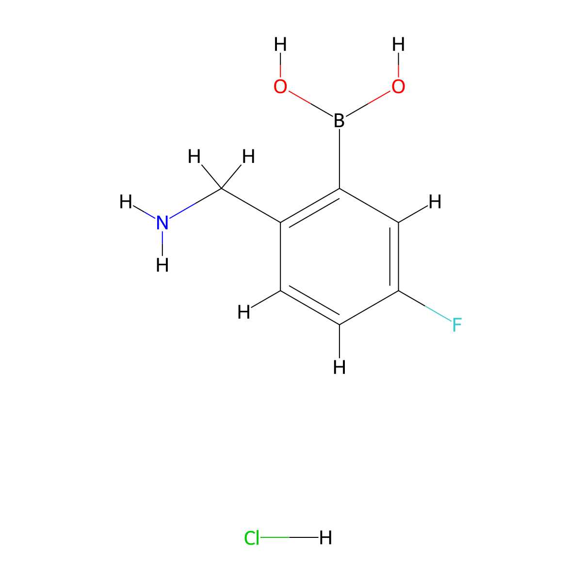 (2-(Aminomethyl)-5-fluorophenyl)boronic acid hydrochloride molecular structure, CAS 850568-03-5