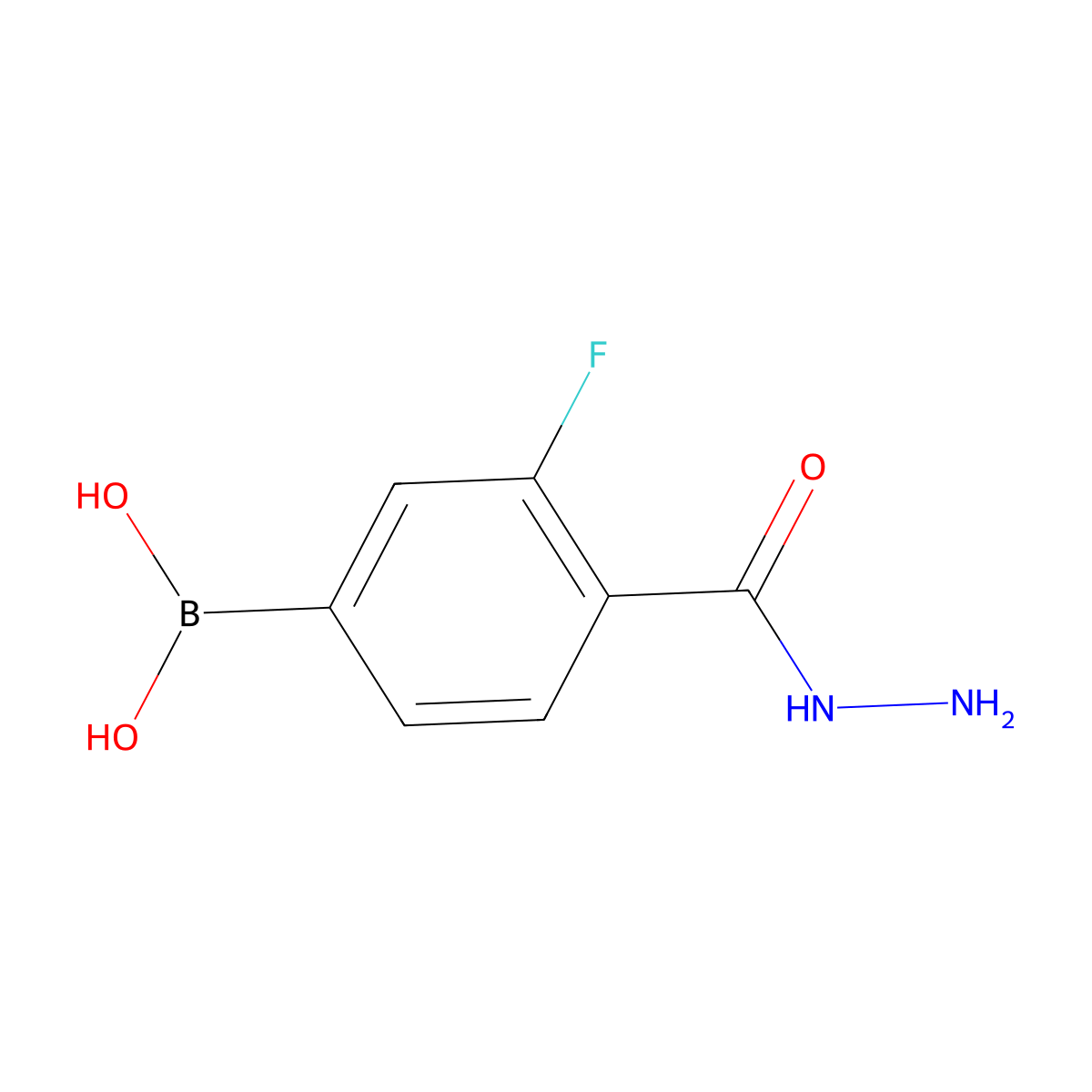 (3-Fluoro-4-(hydrazinecarbonyl)phenyl)boronic acid molecular structure, CAS 850568-06-8